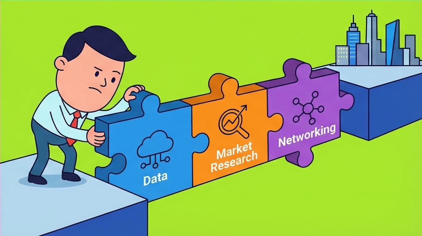 An action plan for career exploration, showing a person using personality test results to build a bridge to their ideal job.