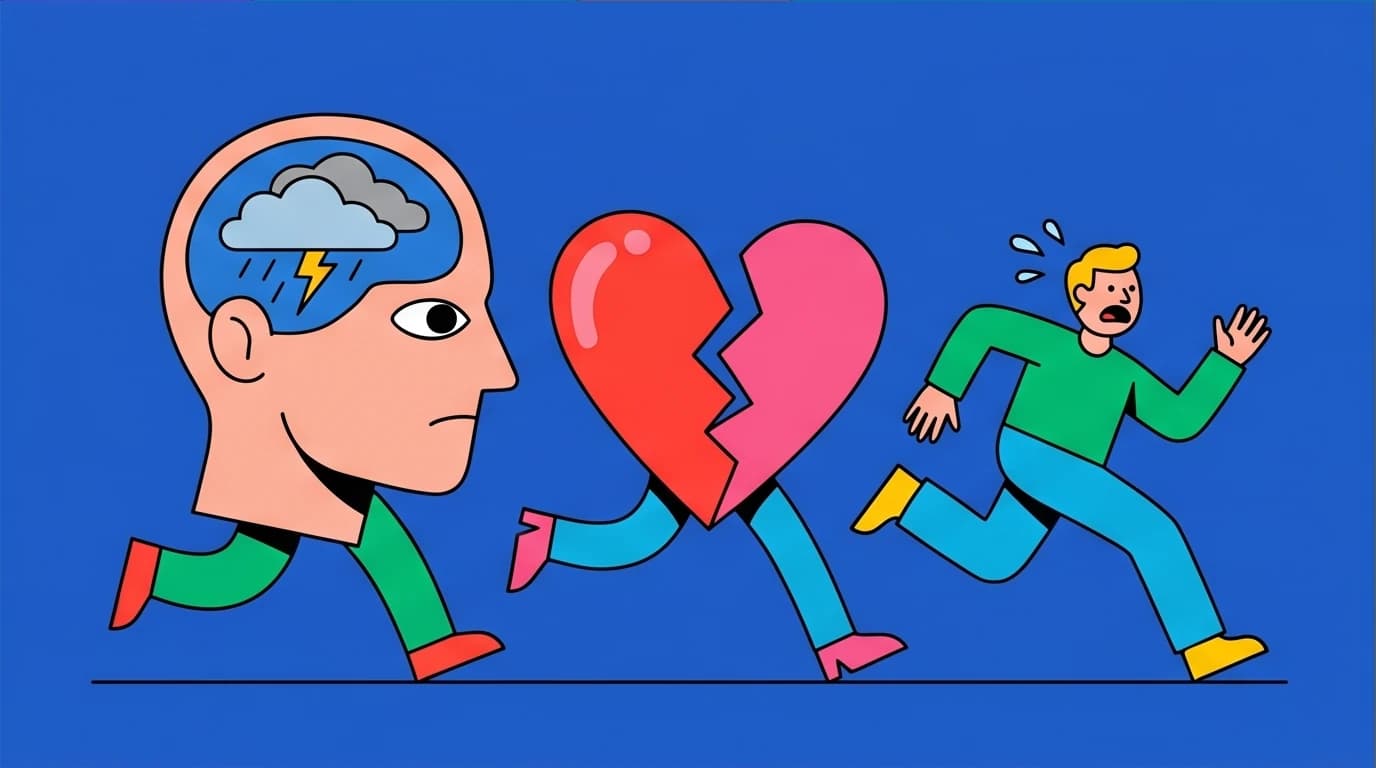 The CBT triangle illustrating the vicious cycle of negative thoughts, anxious feelings, and avoidance behaviors that Cognitive Behavioral Therapy targets.