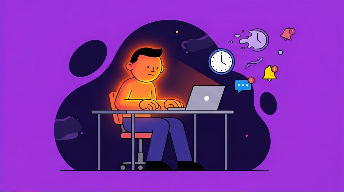 A focused person achieving the optimal experience of flow state, where distractions fade away, illustrating deep work and intrinsic motivation.