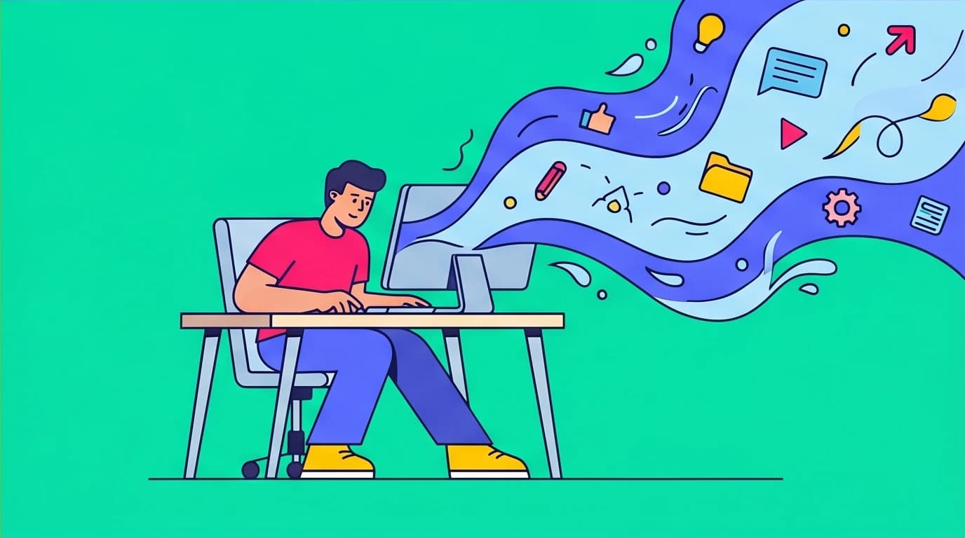 A person achieving an effortless flow state, fully immersed in their task, which is the goal of deep work and concentration training.