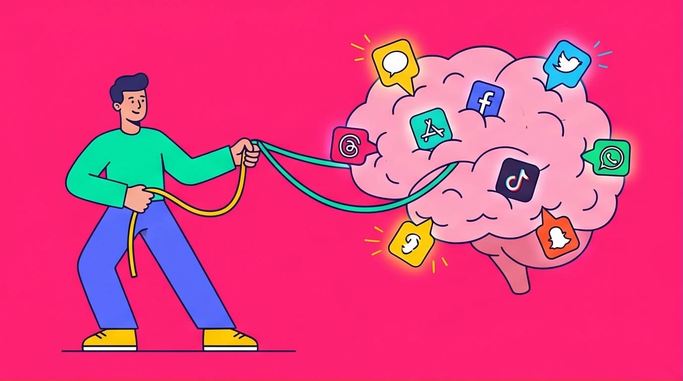 A person regaining control of a chaotic brain to improve focus and concentration, a core concept for achieving deep work.