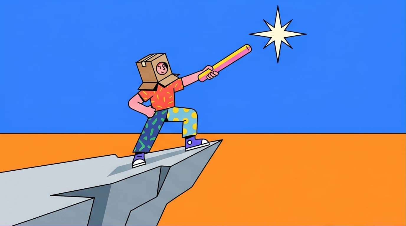 An illustration of a person in a makeshift knight helmet, representing the quixotic meaning of being idealistic yet highly impractical.