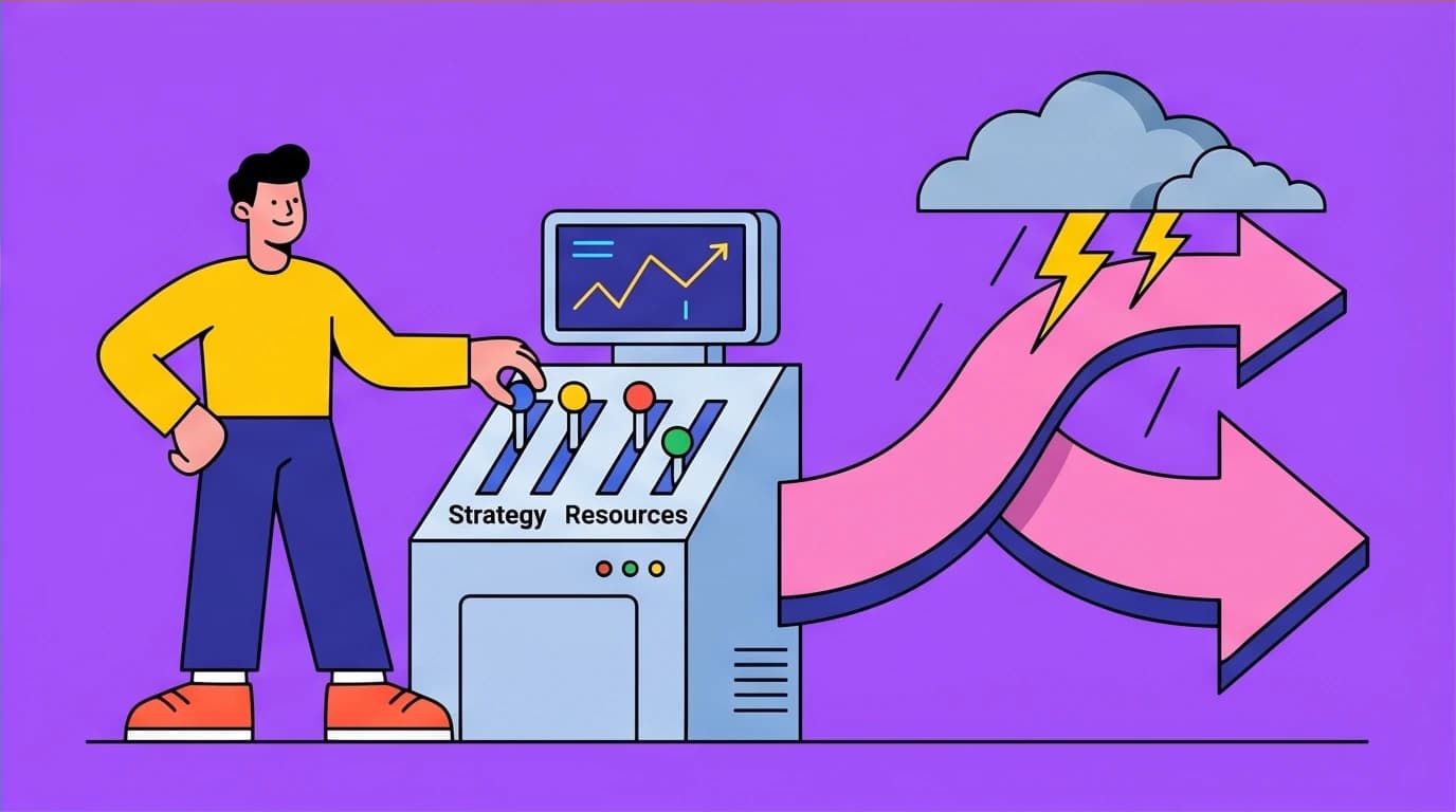 A person at a control panel adjusting their strategy, illustrating the adaptive power of the SMARTER principle in business management.
