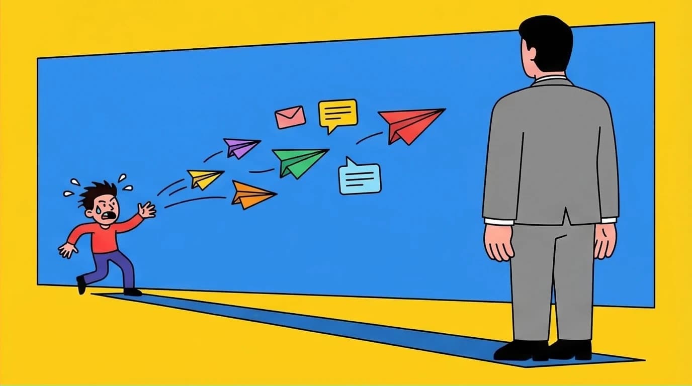 Illustration of the 'use absence' manipulation tactic, showing a person being ignored to increase their anxiety in a toxic relationship.