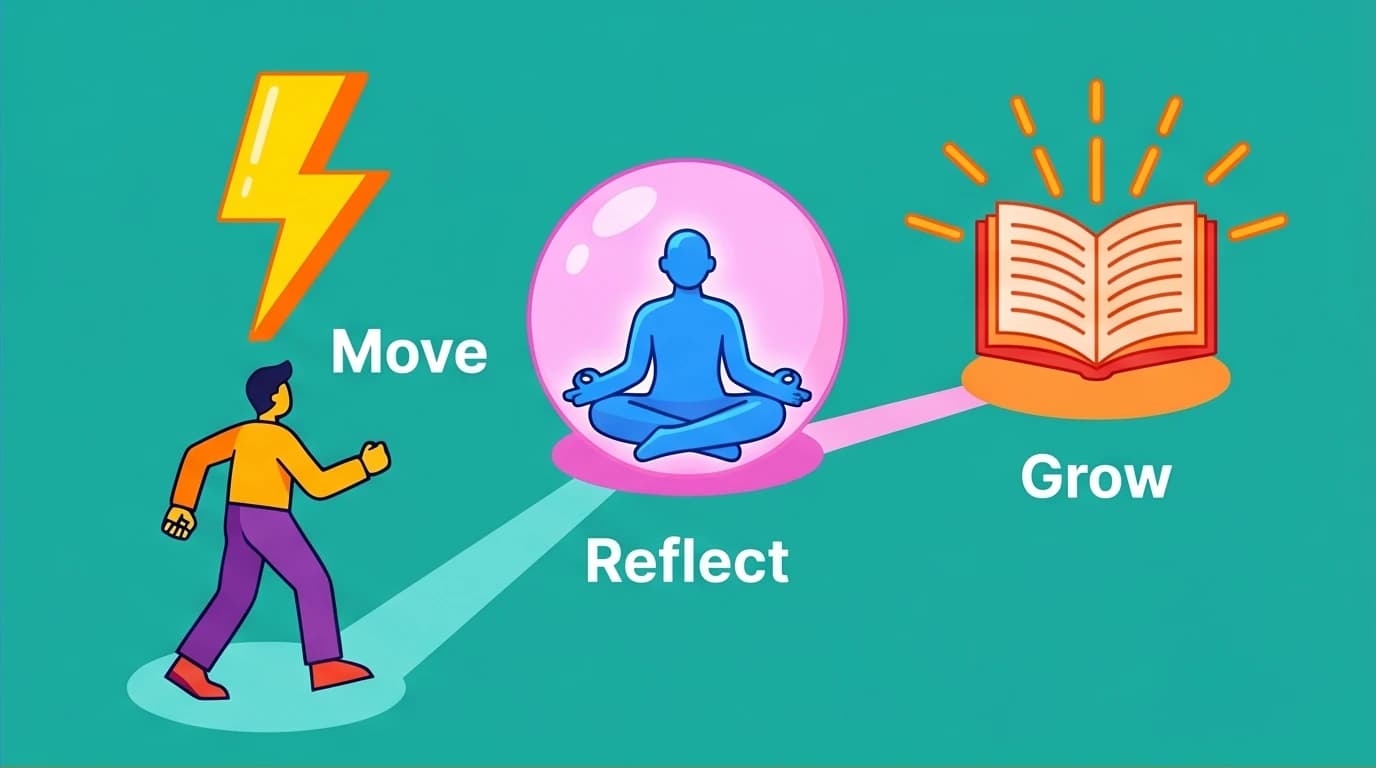 A visual guide to the 20/20/20 Formula, with icons for Move, Reflect, and Grow, summarizing the core routine of the 5 AM Club for peak performance.