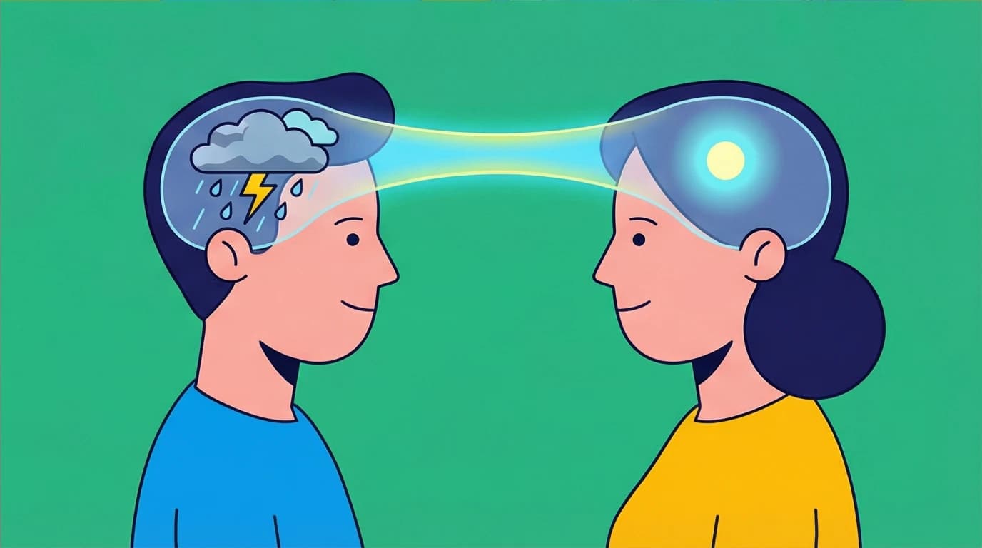 An illustration of one person understanding another's feelings, a core concept of empathy within the emotional intelligence framework for social competence.