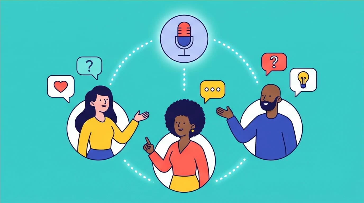 A virtual book club discussing the All About Love audiobook, representing how a podcast discussion can deepen understanding.