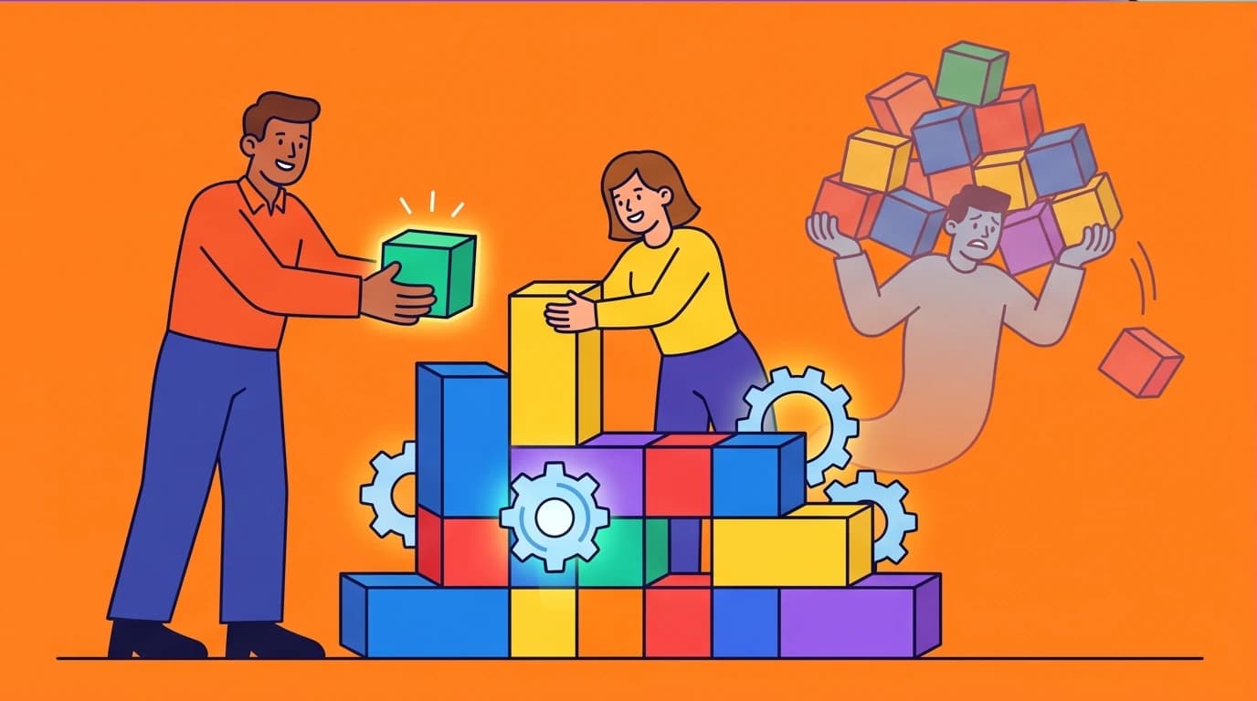 A ministry leader empowering a team member by delegating, showing the shift from solo work to collaborative church management and team building.