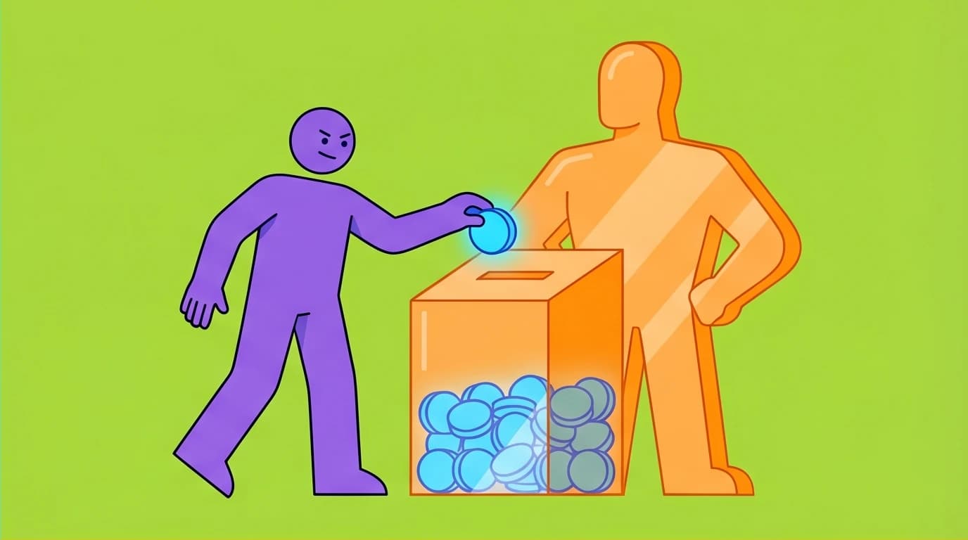 A visual metaphor for identity change in Atomic Habits, where a person casts votes for their desired self, building a new identity one action at a time.