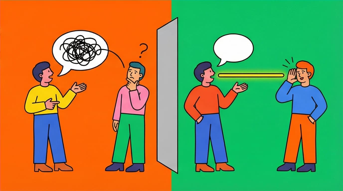 A depiction of effective communication versus protest behaviors, an actionable tip from the 'Attached' book summary for building secure relationships.