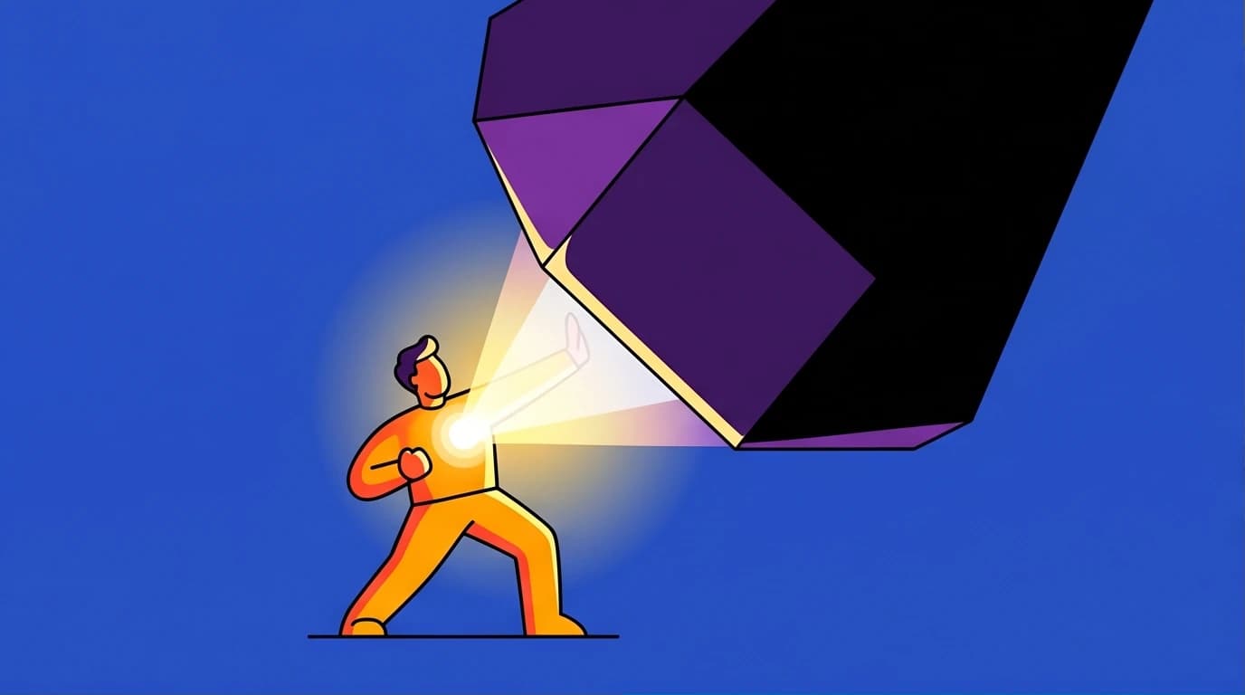 Illustration of a person's inner strength as a bright light pushing back against immense darkness, representing the psychological resilience in the Auschwitz concentration camp story.