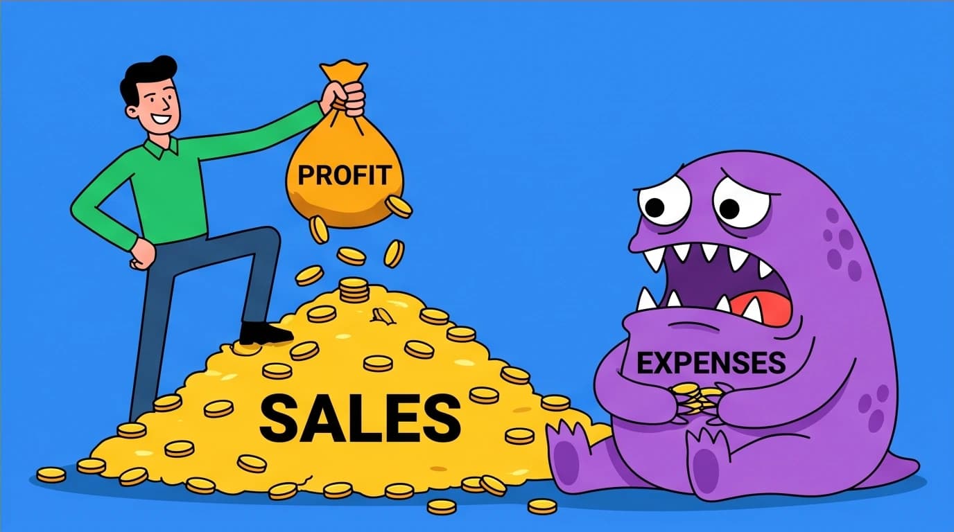 A business owner secures profits before paying expenses, visualizing the Profit First formula from one of the best books for entrepreneurs.