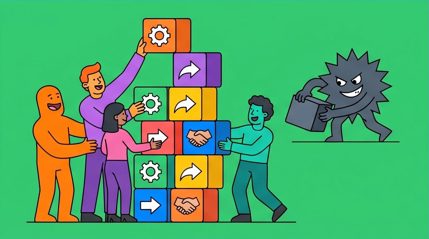 A metaphor for 'The No Asshole Rule' where a toxic employee sabotages team projects, a common problem for managers managing people.