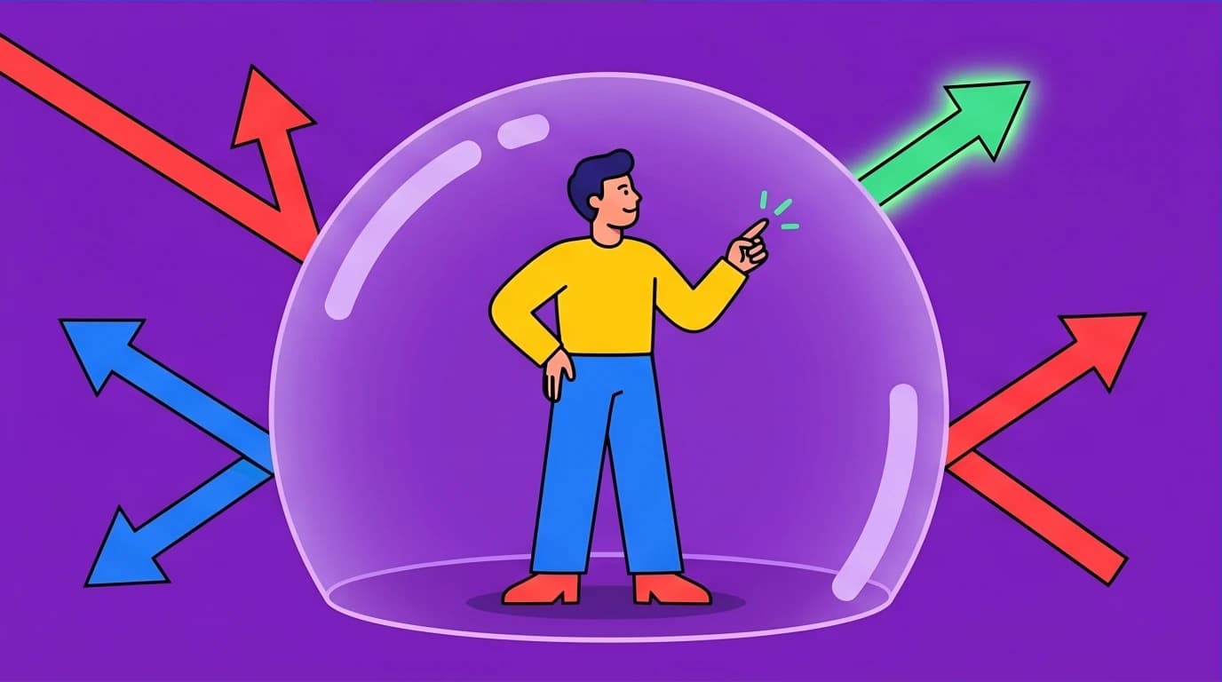 An abstract illustration about overcoming adversity, showing a person choosing their response while protected from chaos, inspired by books like Man's Search for Meaning.