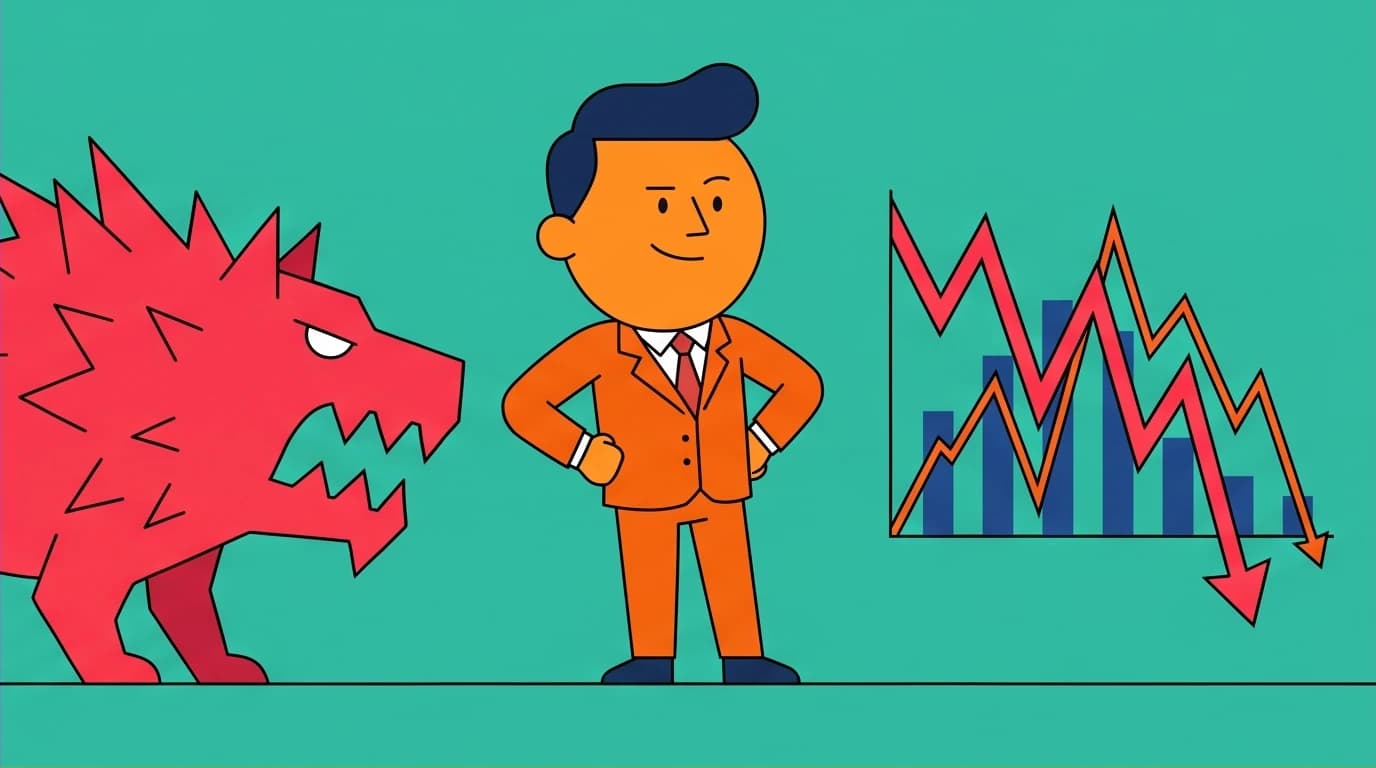 A professional calmly facing financial and physical threats, showing how the brain's fear response is the same in business and survival.