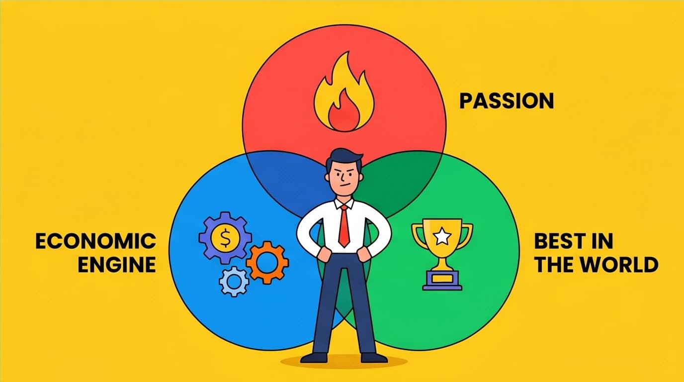 An illustration of the Hedgehog Concept from 'Good to Great,' one of the classic management books for finding strategic focus.