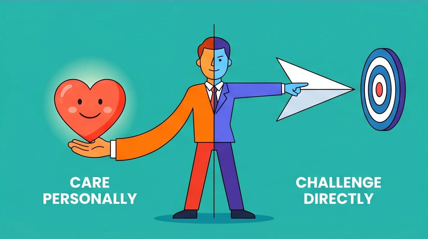 Visual representation of the Radical Candor framework, balancing caring personally and challenging directly, from top books for managers.