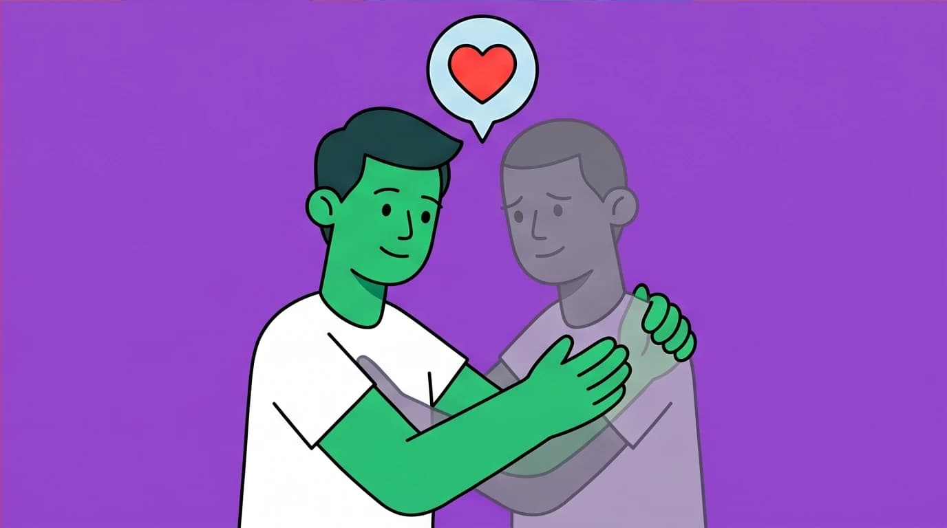 A person hugging their shadow, representing emotional healing and radical acceptance taught in the best mindfulness books for overcoming anxiety.