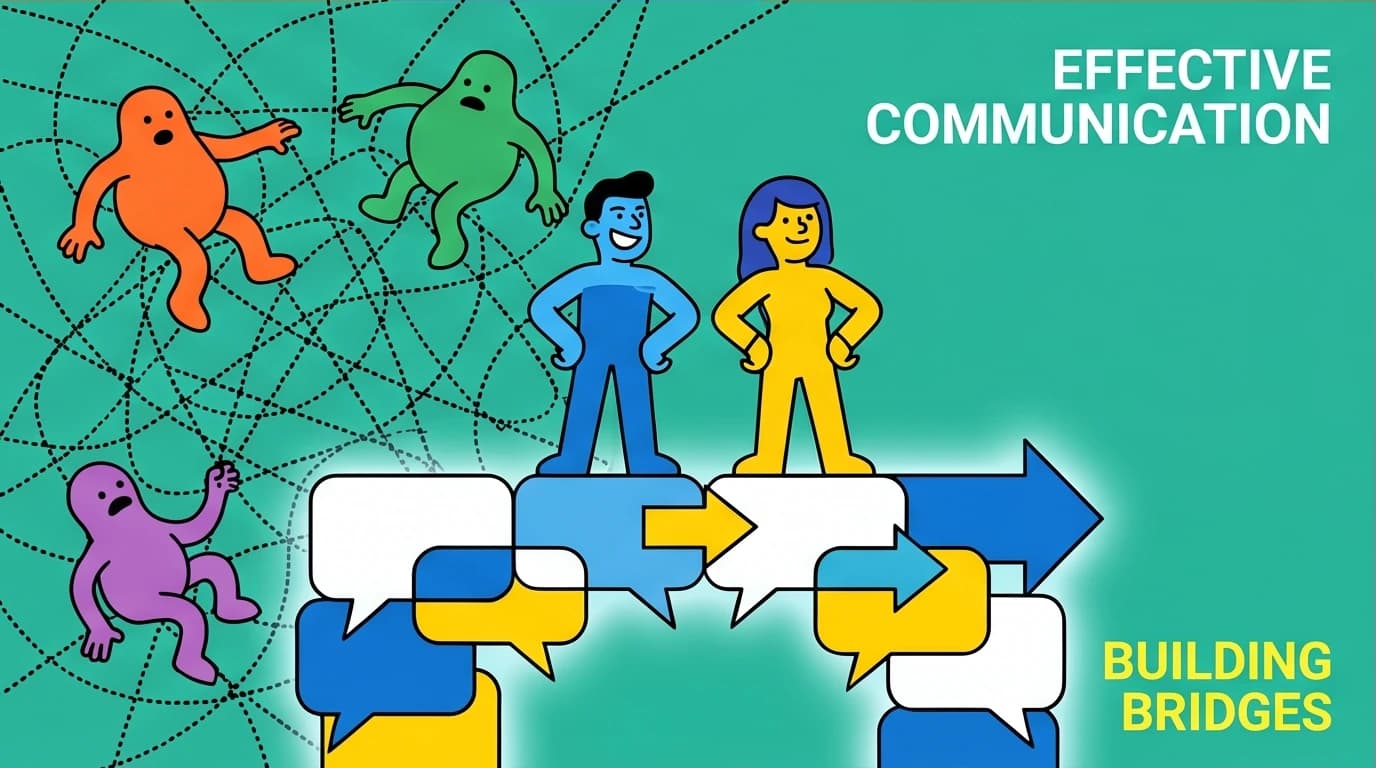 An illustration showing the contrast between tangled social influence and clear communication, a key concept in social psychology books for improving relationships.