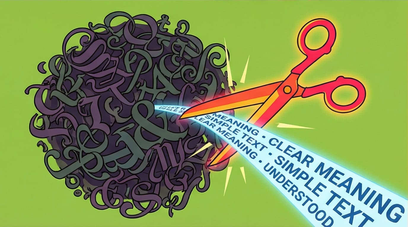 Conceptual art showing a modern translation of Meditations cutting through confusing, old language to reveal a clear Stoic idea.