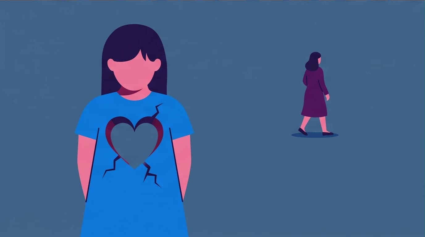 An emotional illustration representing the mother wound, a core topic in books for healing from narcissistic or toxic mothers.