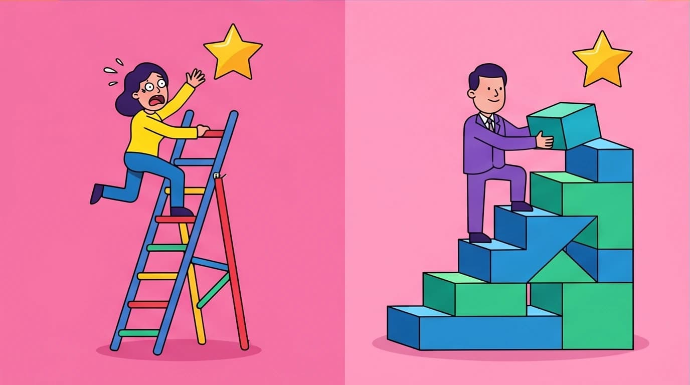 An illustration showing that building strong systems for personal growth is more effective than chasing goals, a core idea for how to master your mind.