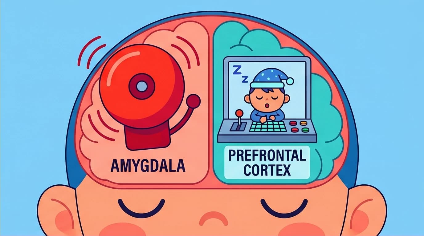 A visual metaphor for a child's brain development, showing an overactive amygdala to explain the psychology behind low frustration tolerance in kids.