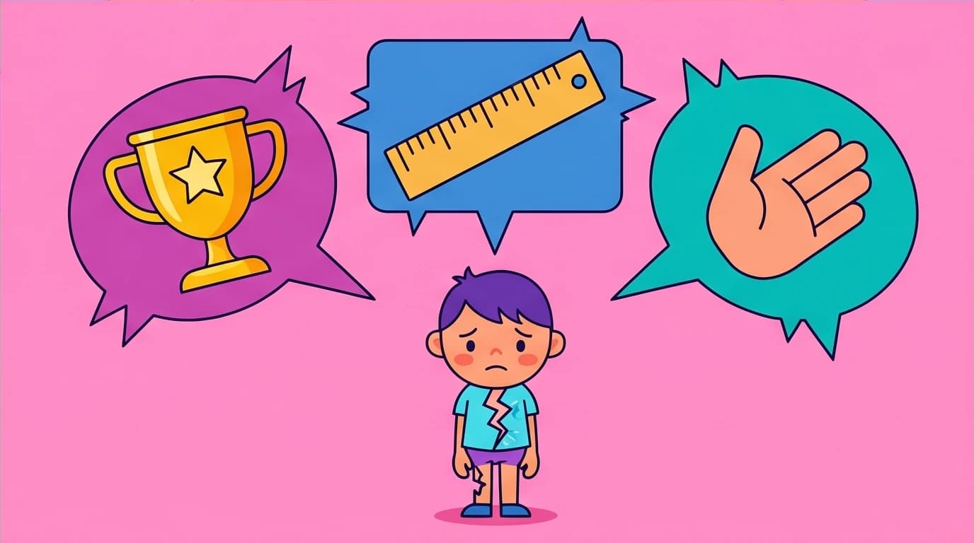 An illustration of harmful parenting phrases that can damage a child's resilience, contrasting with growth mindset and positive parenting principles.