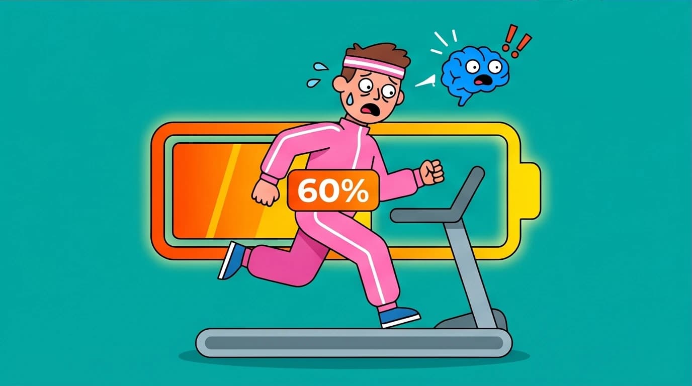 A runner illustrating the 40% Rule from David Goggins' Can't Hurt Me, showing a massive 60% of untapped potential still in reserve.