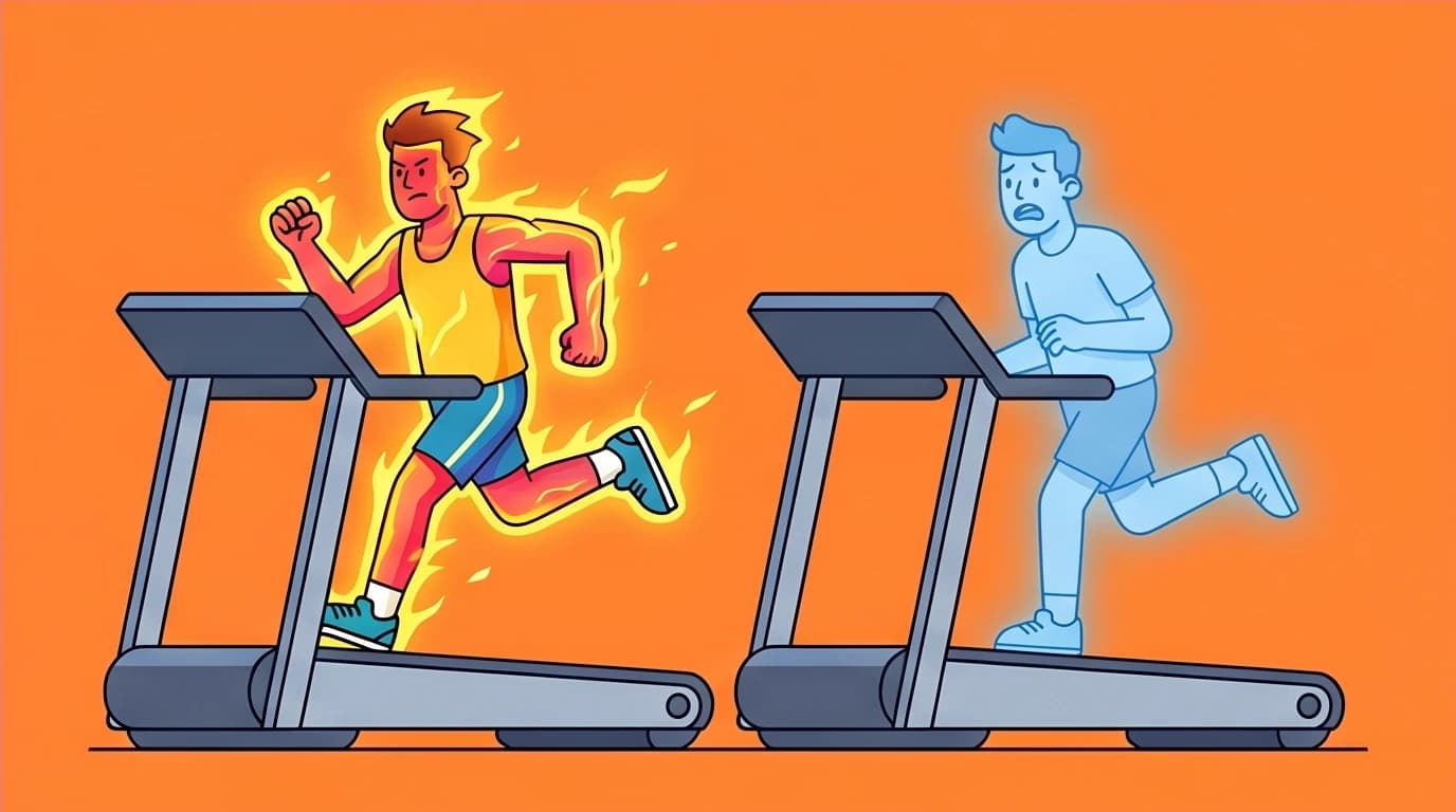 An athlete psychologically dominating a competitor by outworking them, a visual for the 'Taking Souls' concept from David Goggins' Can't Hurt Me.