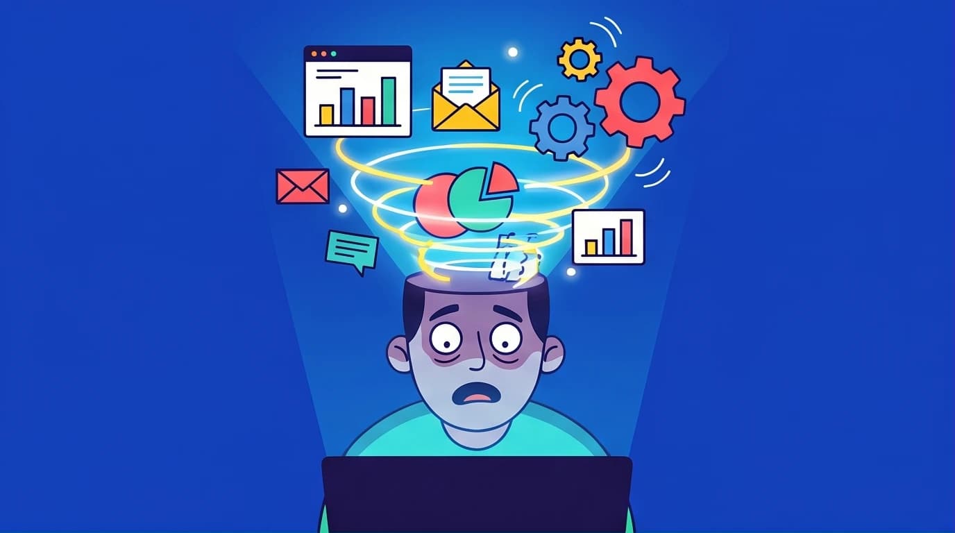 Illustration of a person unable to sleep due to racing thoughts, symbolizing the cycle of overthinking that CBT techniques can help manage.