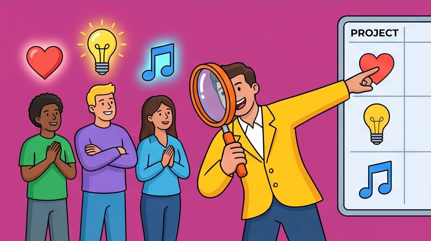 An image representing church volunteer team building, where a leader identifies unique spiritual gifts in volunteers to match them with the right roles.