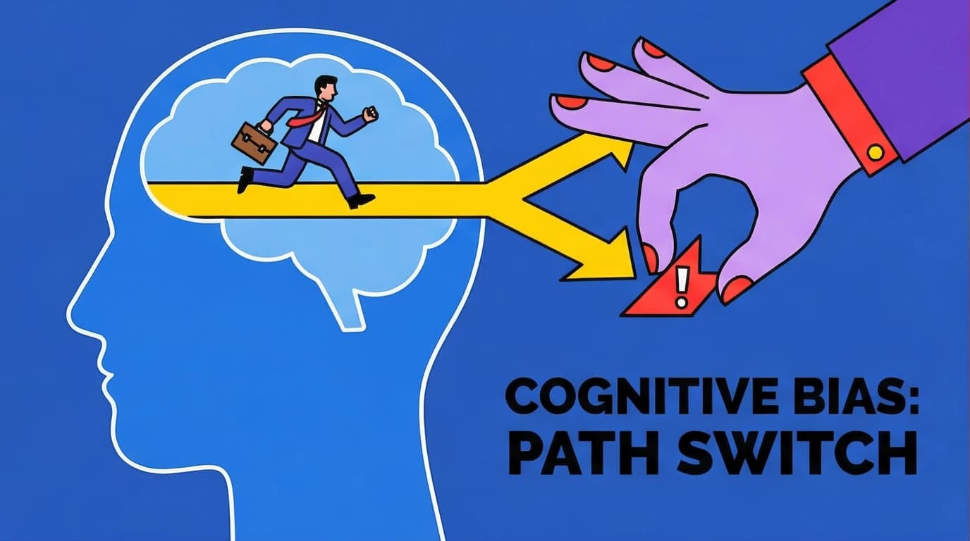 Illustration of a brain with a hidden trap, representing the cognitive biases from 'Thinking, Fast and Slow' that affect decision-making.