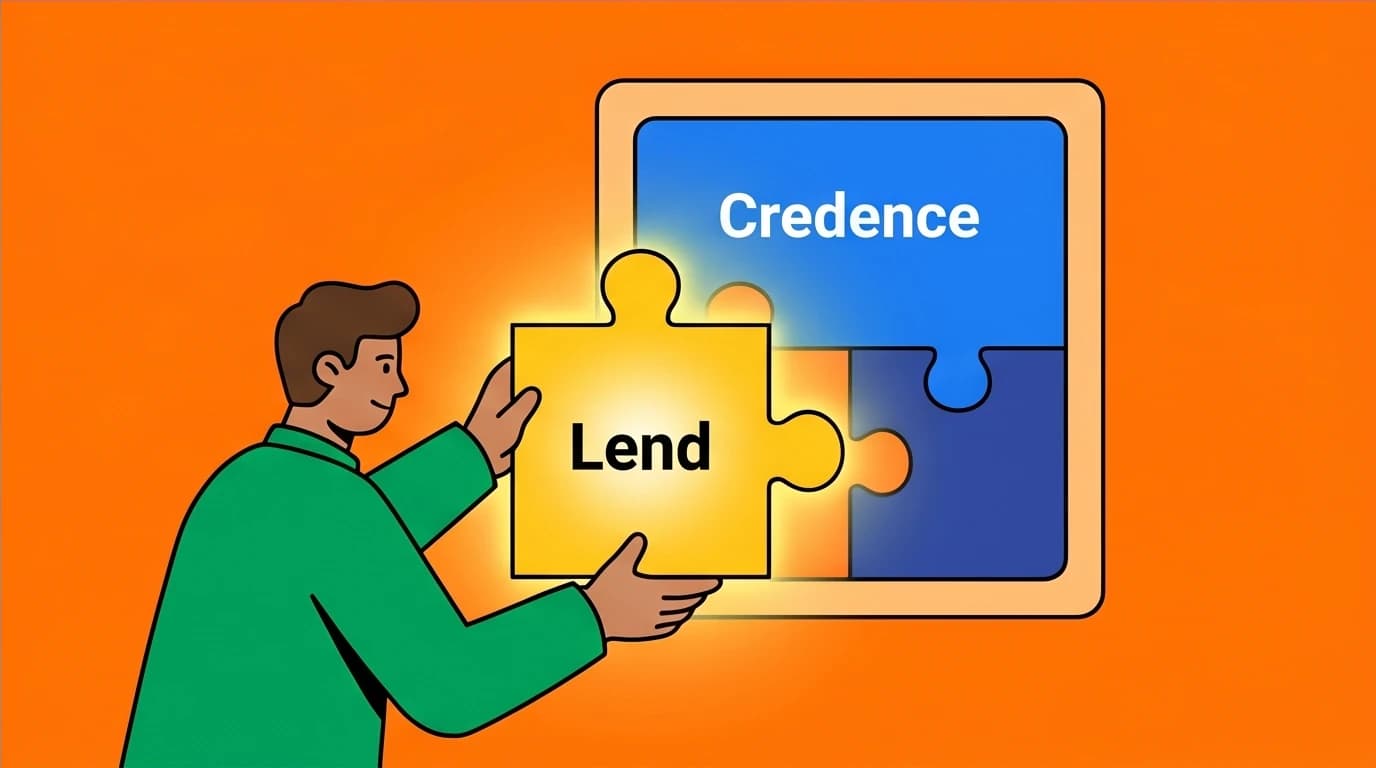 A visual metaphor for mastering professional vocabulary by pairing verbs and nouns like puzzle pieces, such as 'lend' with 'credence'.