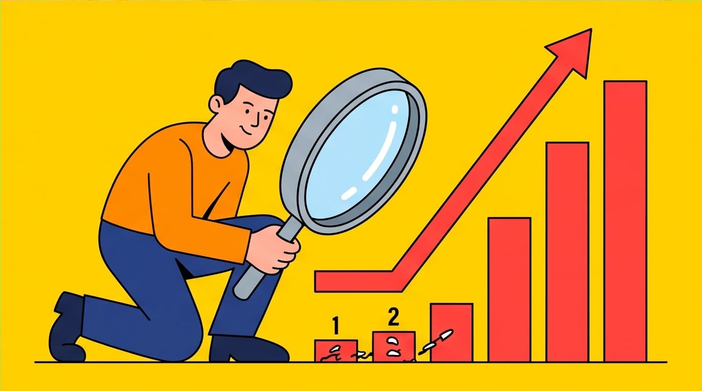 A person using a magnifying glass to reveal how misleading data and statistics can be, highlighting a crucial principle of critical thinking.