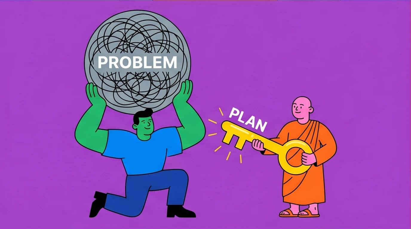 The StoryBrand guide vs hero dynamic, where a wise brand provides the plan that empowers the customer hero to overcome their challenge.