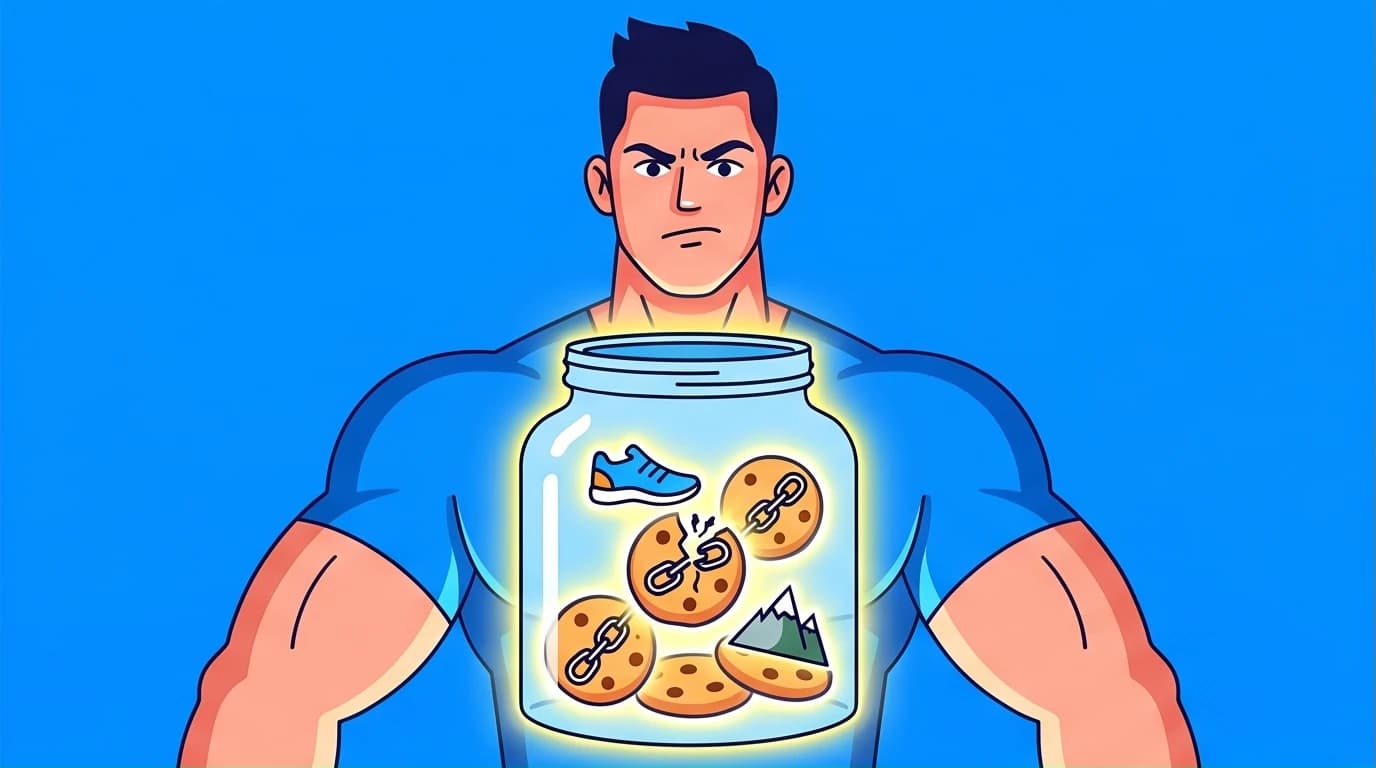 An illustration showing a person with their David Goggins cookie jar, a mental vault of past achievements used to build mental toughness.