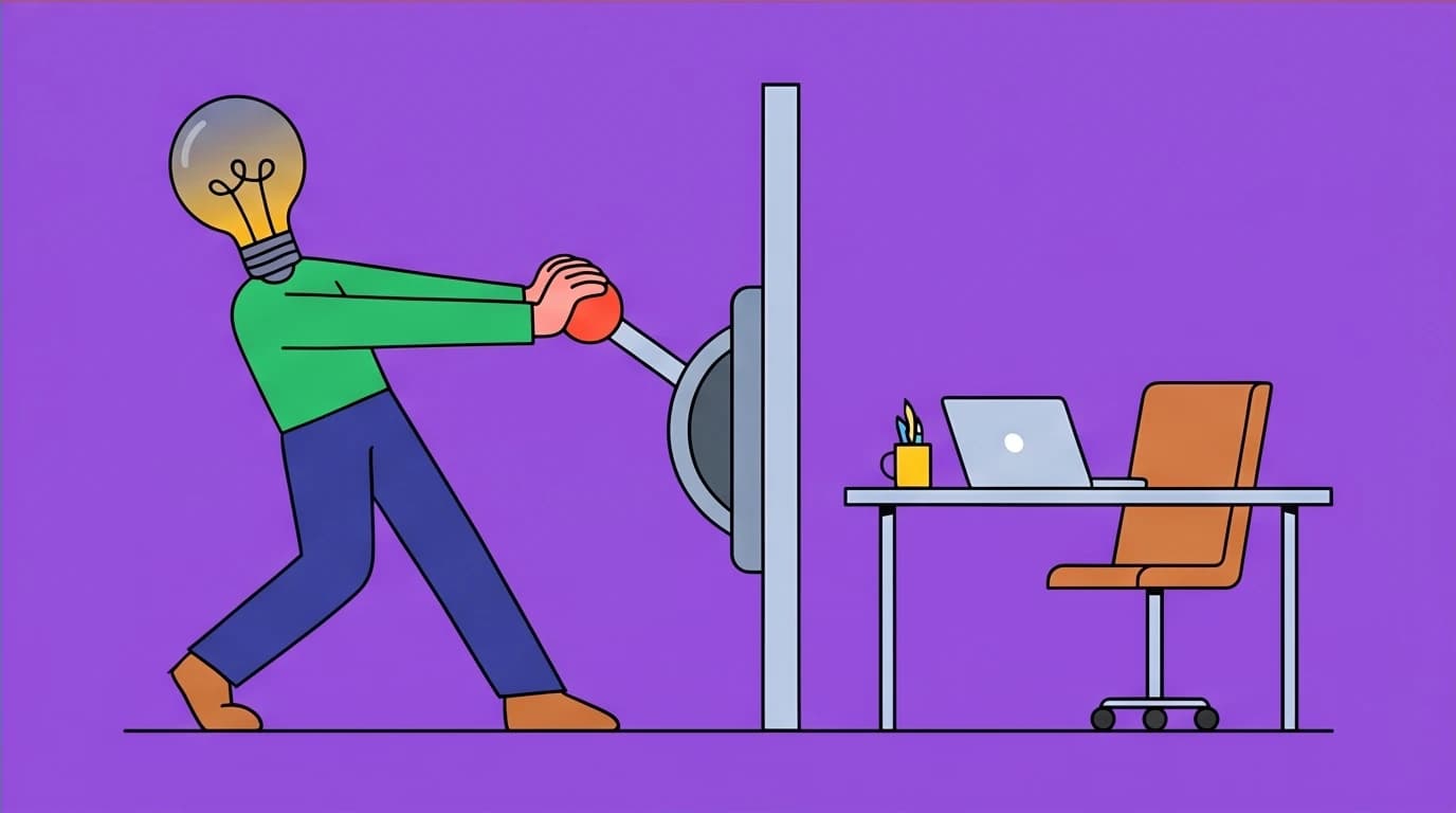 An illustration of a professional performing a hard shutdown ritual by turning off their brain, essential for recovering from a deep work schedule.