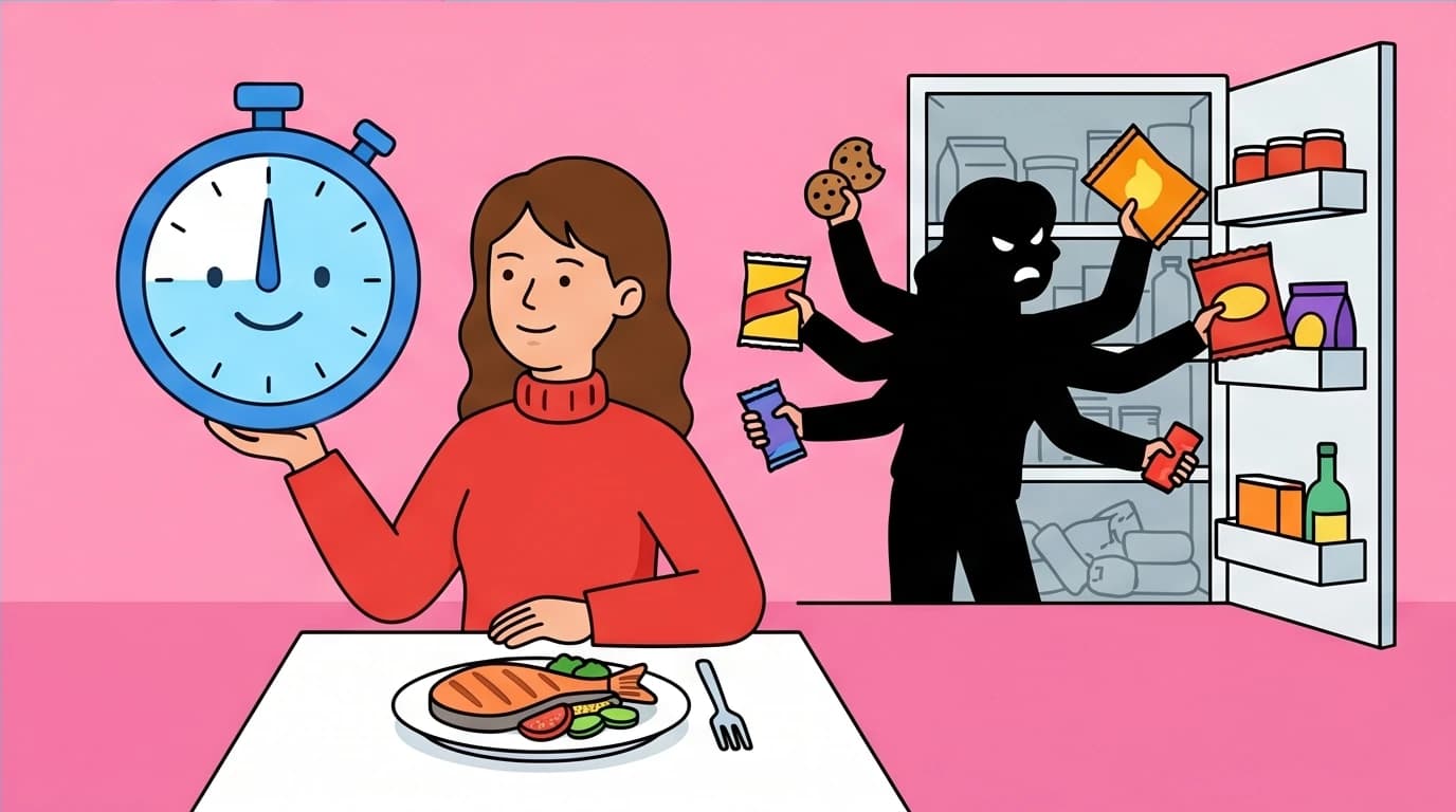 A visual strategy to stop binge eating during an eating window by plating food mindfully versus grazing from the counter or pantry.