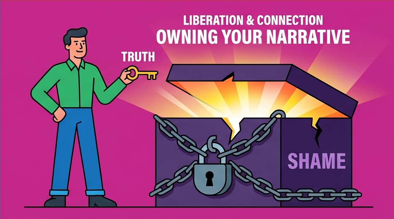 A person using the key of truth to unlock shame, showing the power of radical honesty in Dopamine Nation recovery to build connection.
