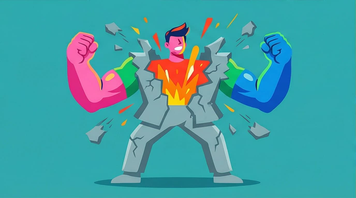 A figure breaks free from a shell, symbolizing the quotes on identity and self-invention from Tara Westover's book Educated.