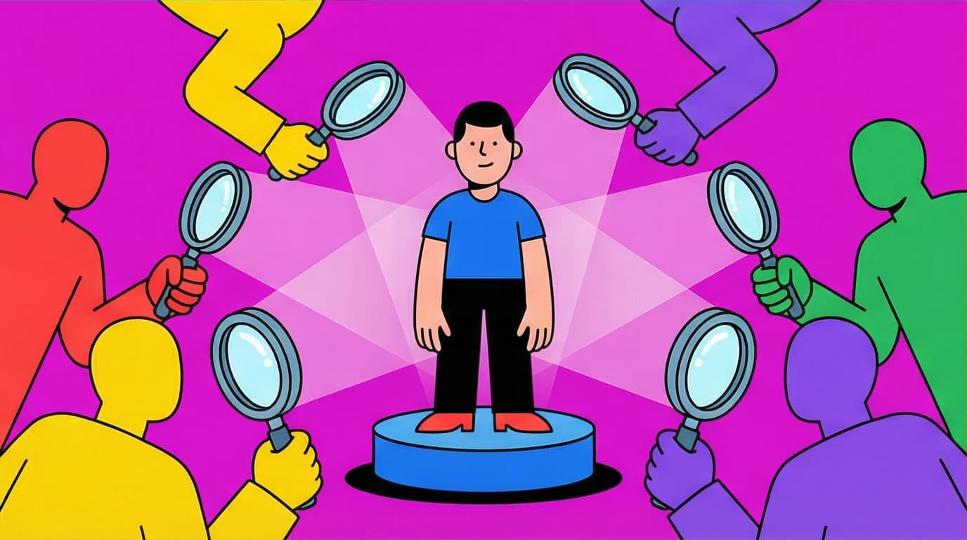 A person receiving 360-degree feedback from others to accurately measure emotional intelligence and uncover personal blind spots.