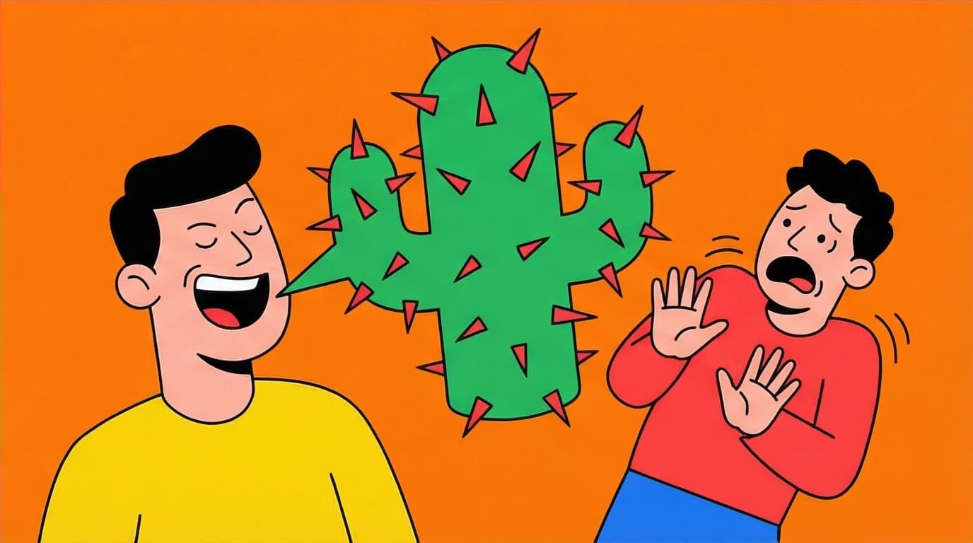 An illustration showing how 'brutally honest' feedback can be damaging, a common blind spot when taking an emotional intelligence test.