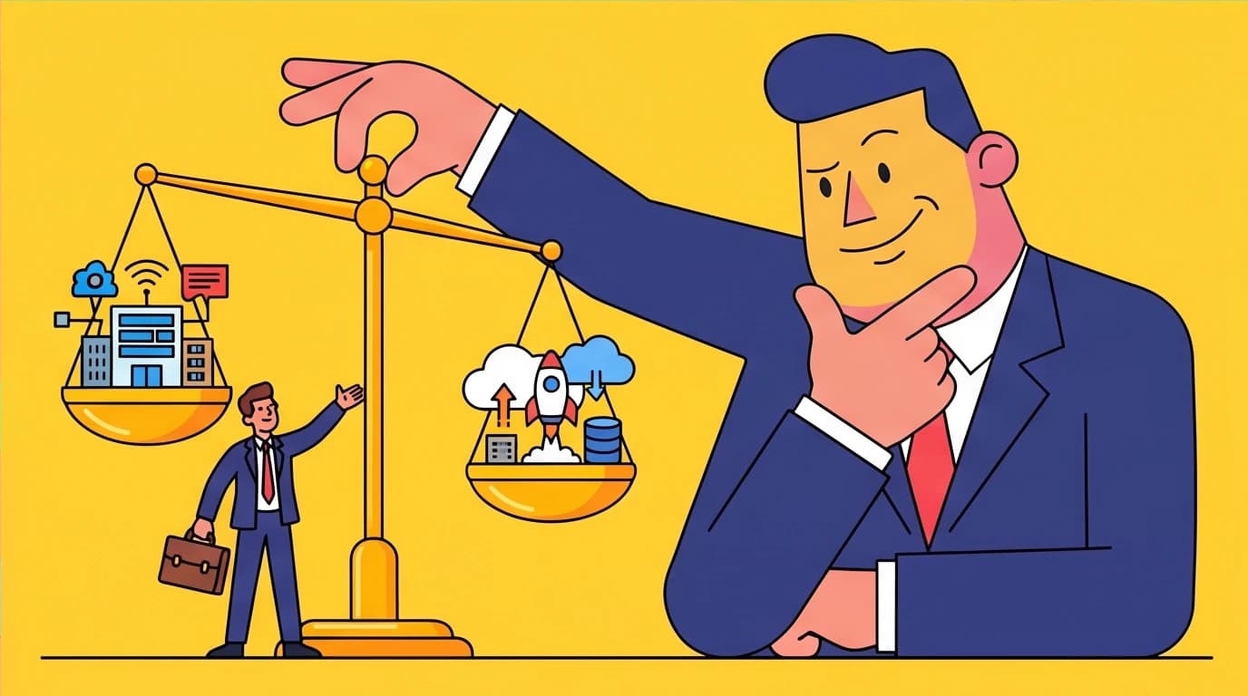 An employee presenting two projects to a large boss figure, forcing them to prioritize. A technique for how to say no to your boss effectively.