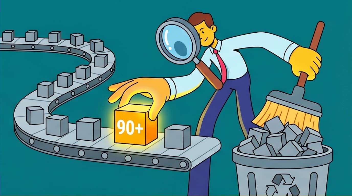 A character choosing one high-value task over many others, illustrating the 'less but better' prioritization rule from the Essentialism guide.
