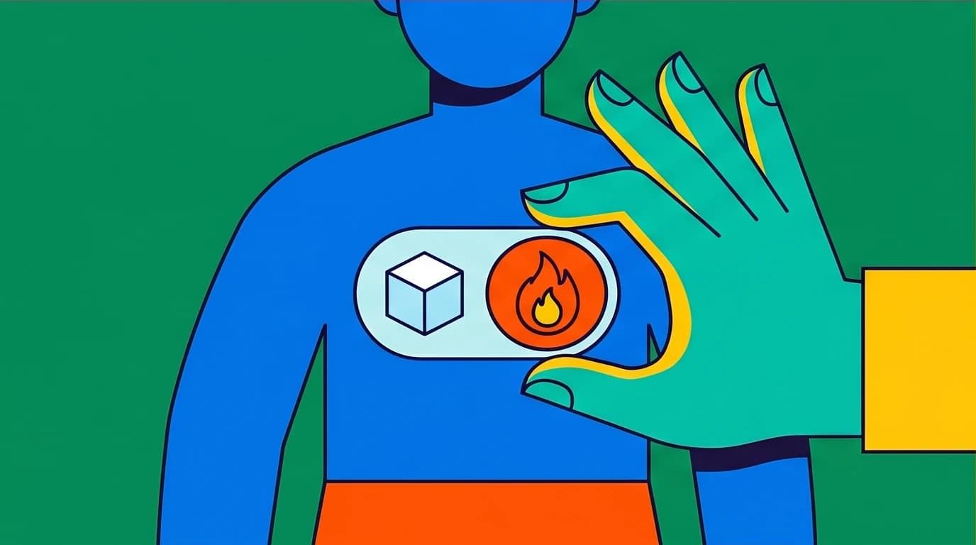 An illustration of the metabolic switch during the adaptation phase of Fast Feast Repeat, as the body learns to burn fat for fuel instead of sugar.