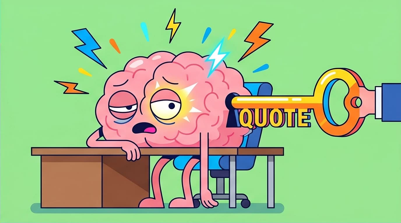 A conceptual image of a brain being unlocked by a quote, illustrating how reverse thinking can overcome mental blocks and boost creativity.