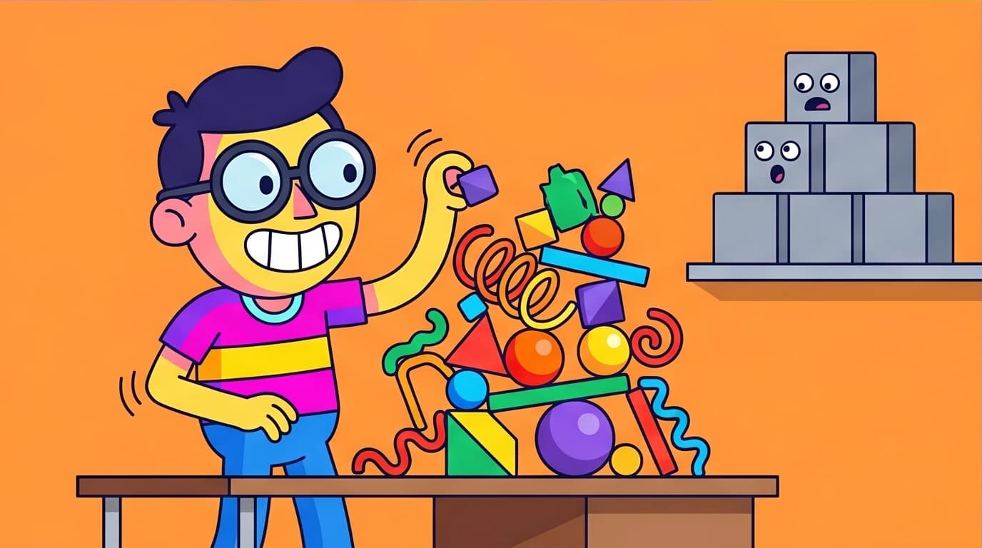 A creative person happily making a messy first draft, a visual metaphor for overcoming perfectionism with humorous and counter-intuitive quotes.