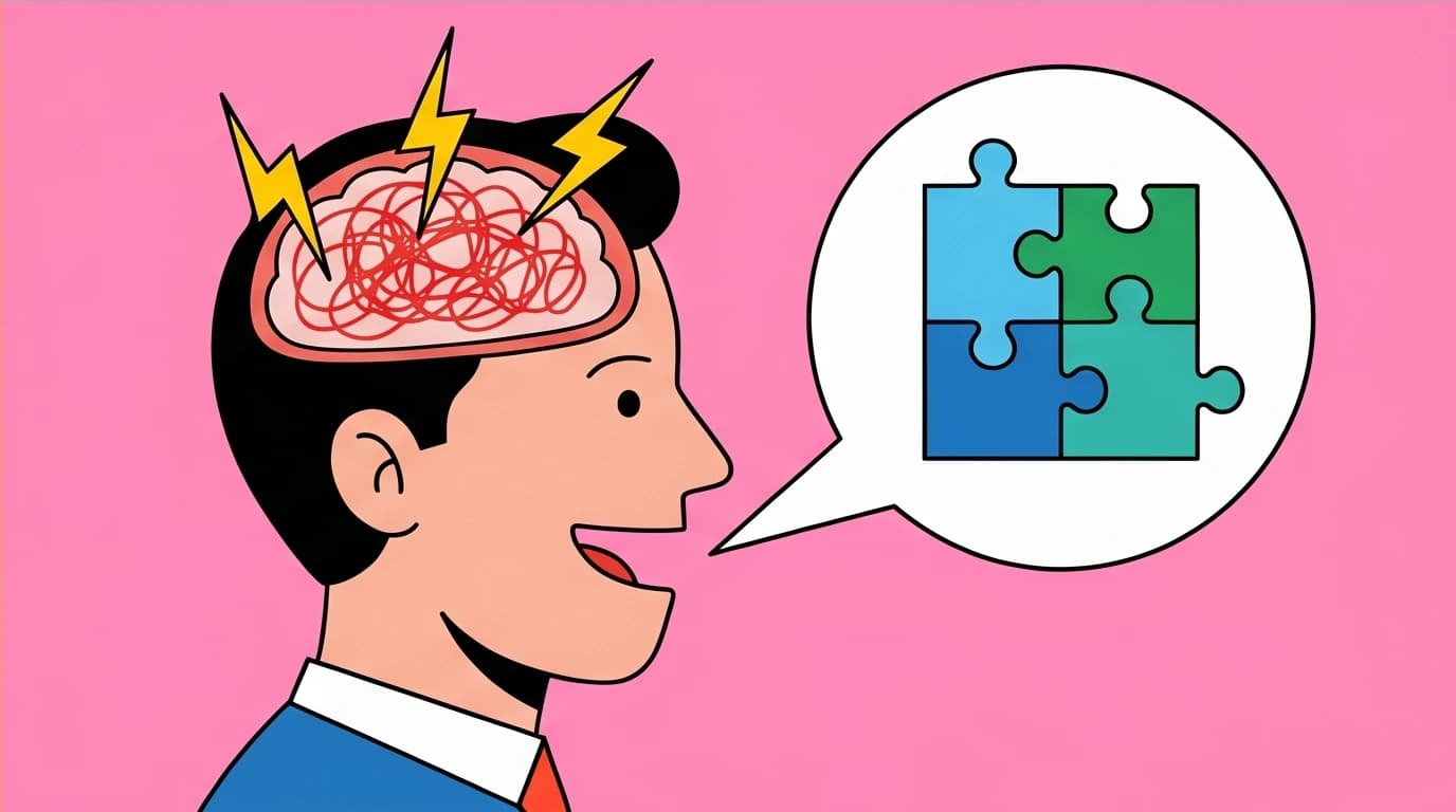 A person turning inner chaos into a calm solution, representing high-EQ communication tactics and smart workplace quotes for conflict resolution.
