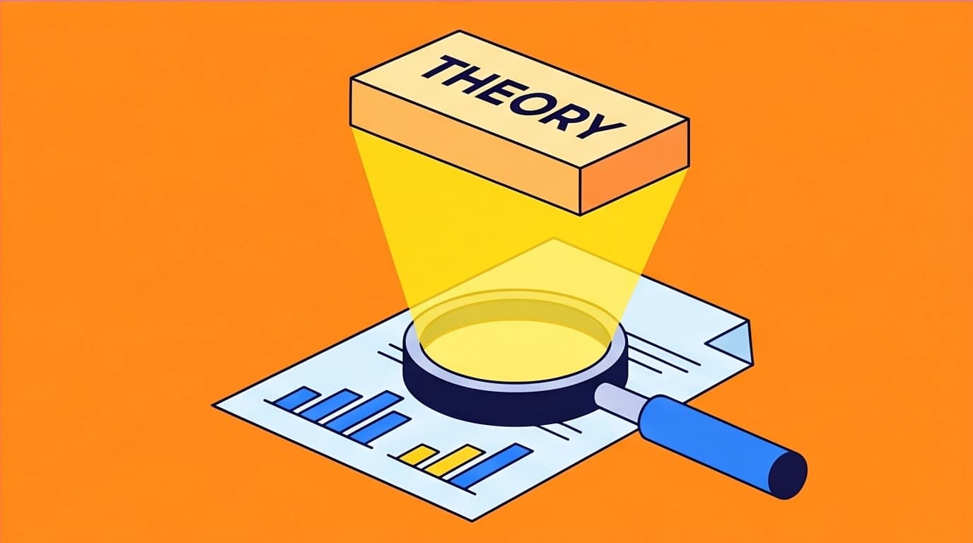 An illustration of evidence (magnifying glass) lending credence to a theory, differentiating it from the 'give credence to' synonym.